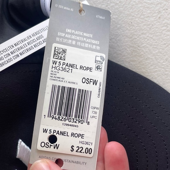 Adidas golf nwt 5 panel rope hat black white cap - Picture 5 of 6